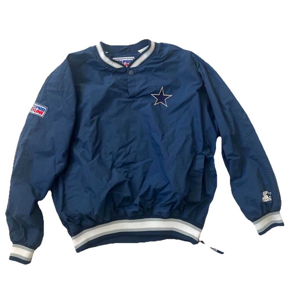 Vintage 90s Starter Pro Line Dallas Cowboys NFL Football Pullover Jacket L *flaw